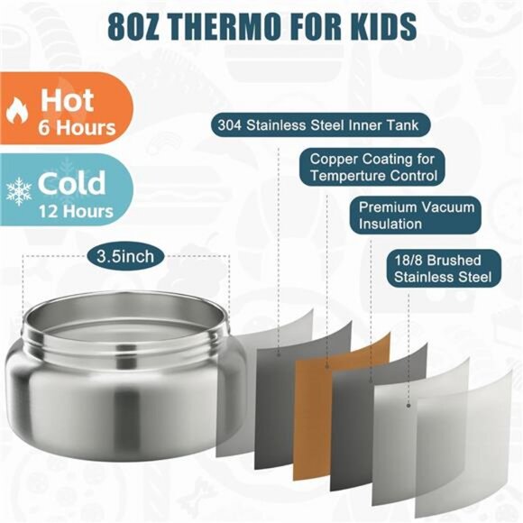 Bento Lunch Box for Kids with 8oz Soup Thermo&Lunch Bag, Leak-Proof Lunch Food - Picture 3 of 7